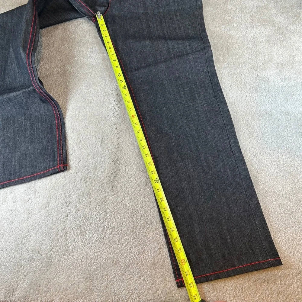 Vintage Y2K KB8782 Jeans Mens 38‎ Blue Red Grey Contrast Stitch Straight Leg NWT